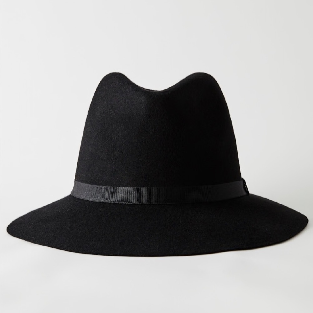 Auxiliary Elegant Black Wide-Brim Wool Fedora Hat